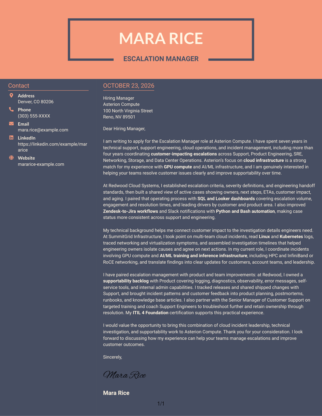 Cover letter example — page 1