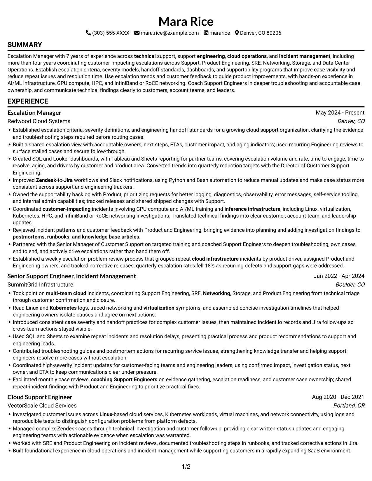Resume example — page 1