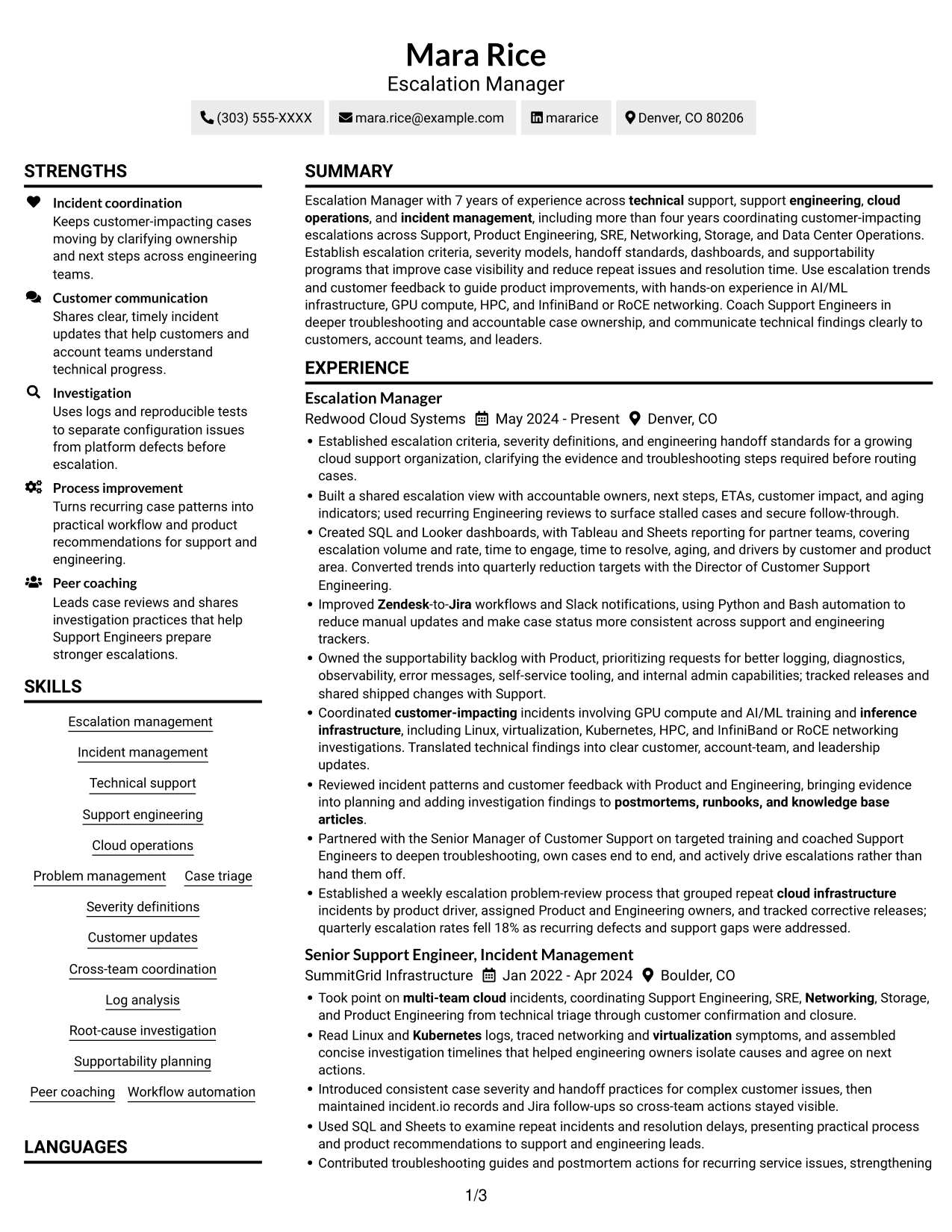 Resume example — page 1