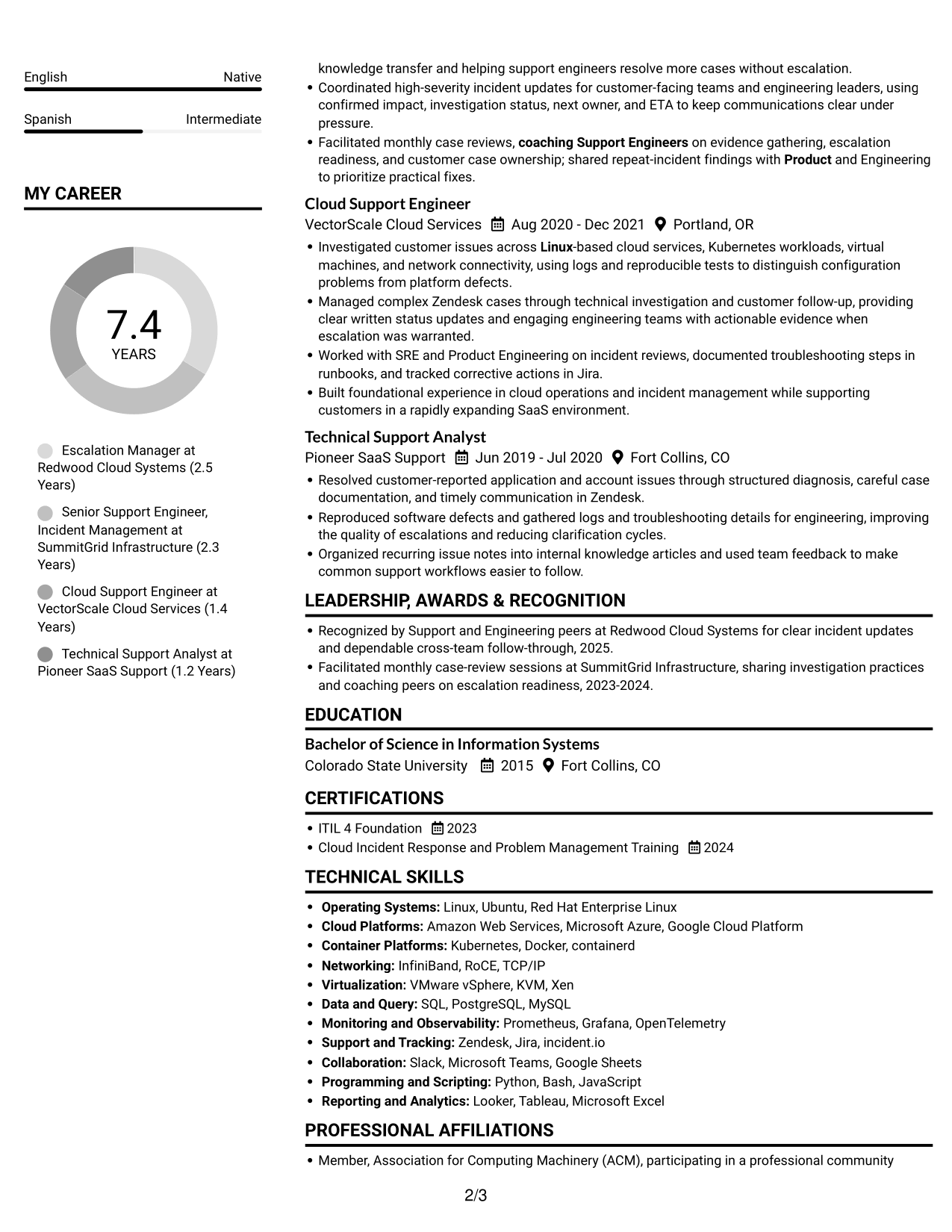 Resume example — page 2