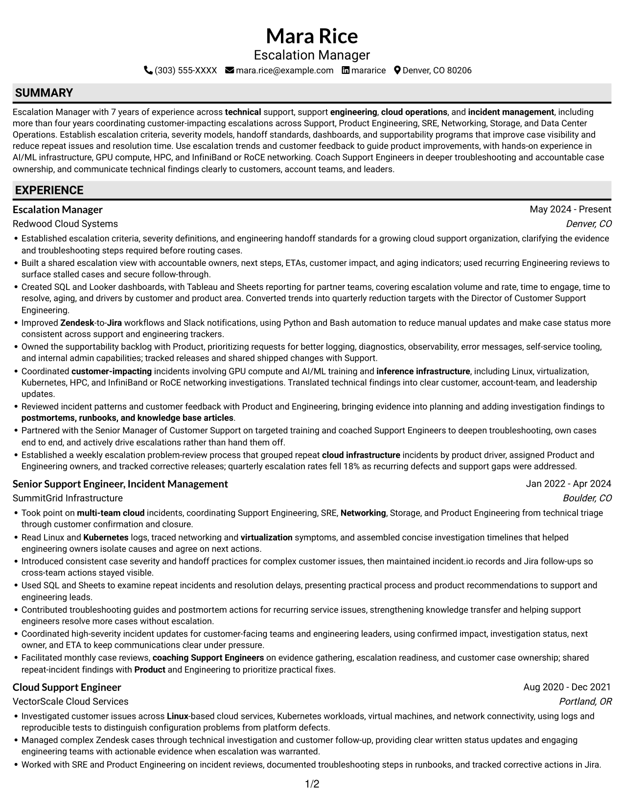 Resume example — page 1