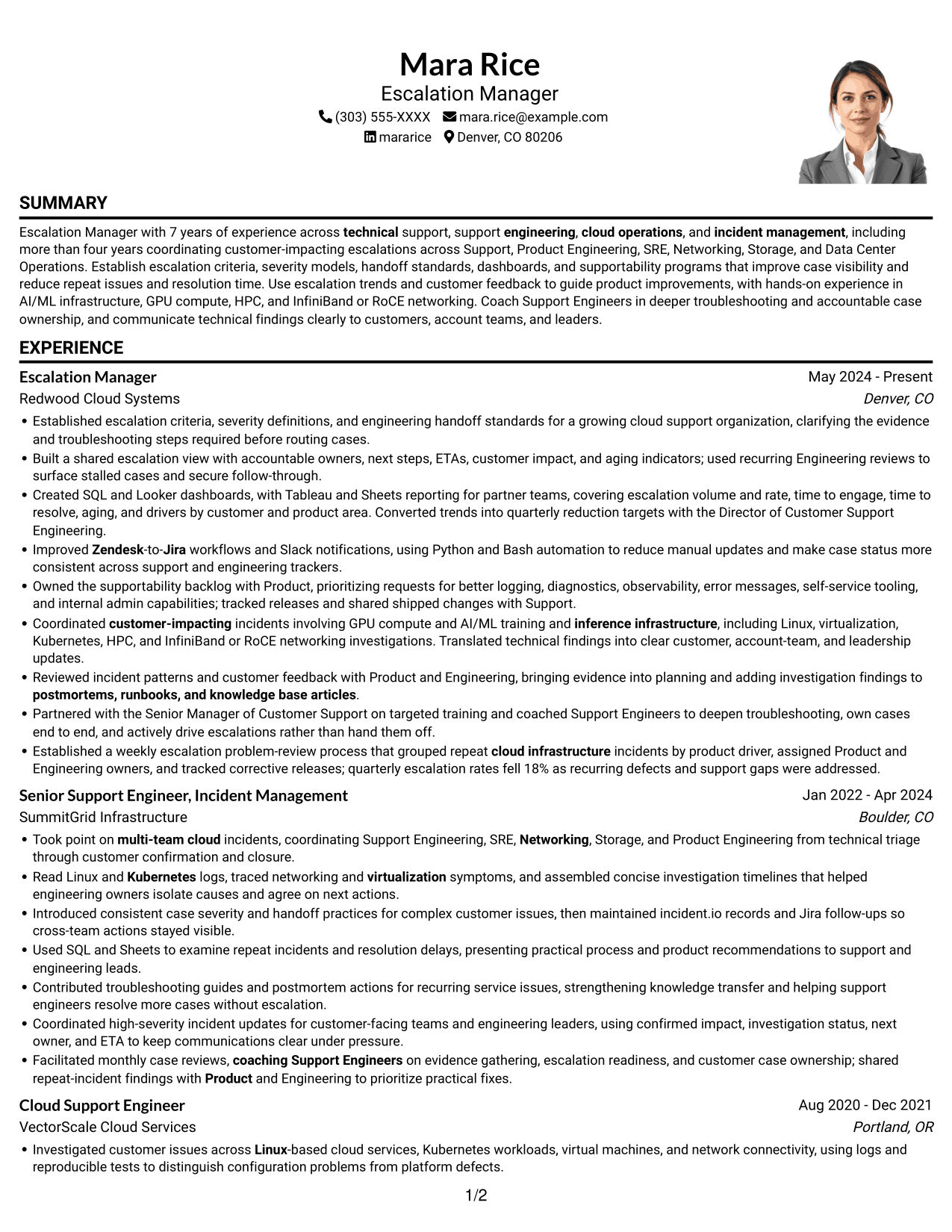 Resume example — page 1