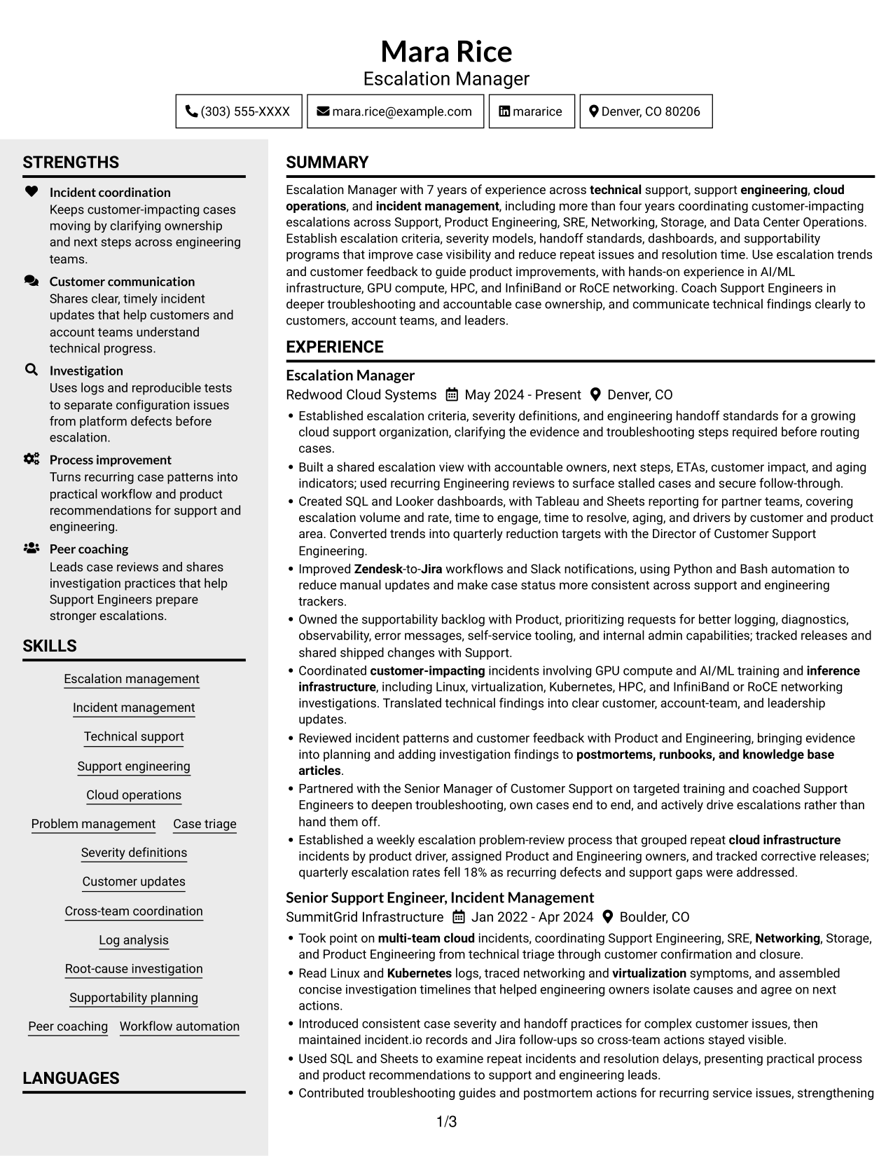 Resume example — page 1