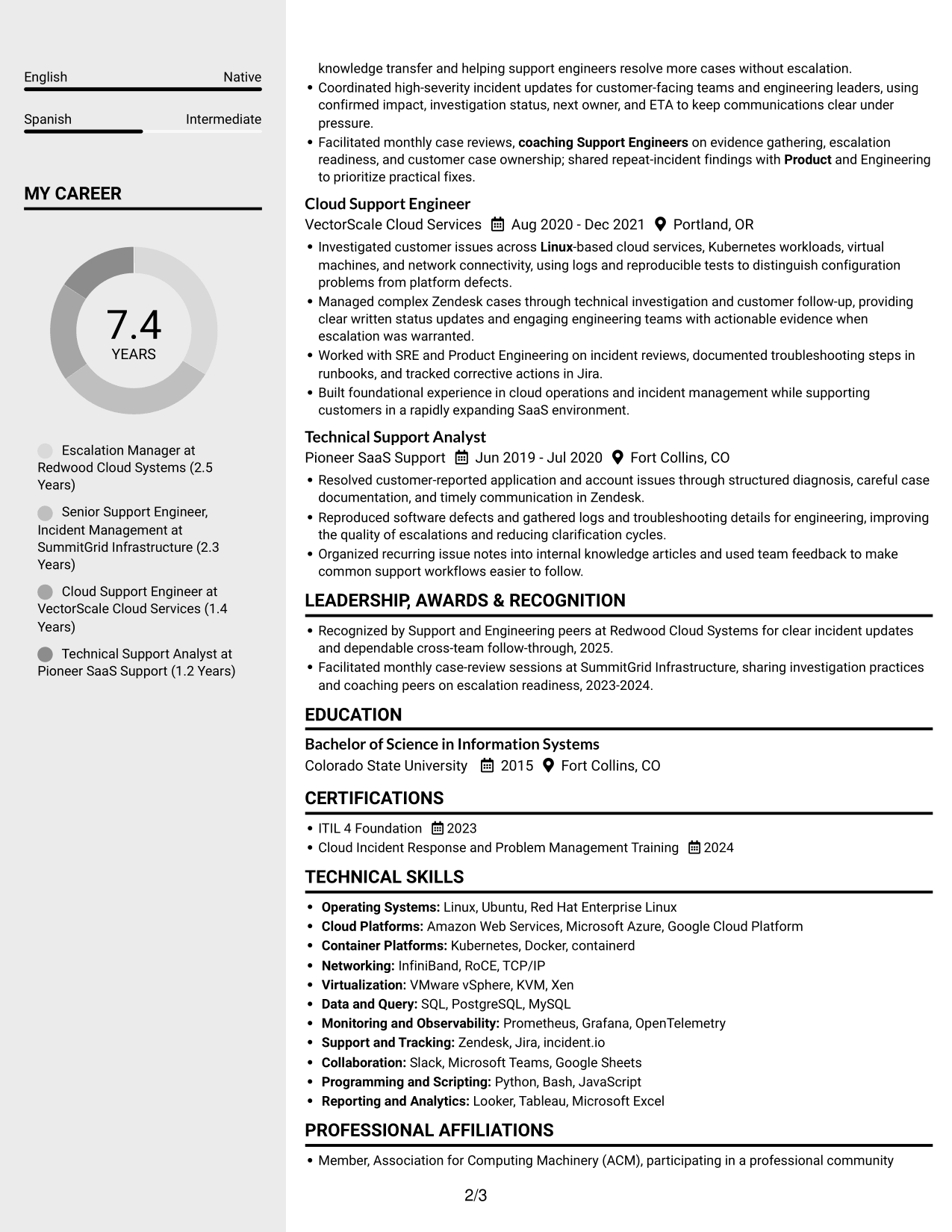 Resume example — page 2