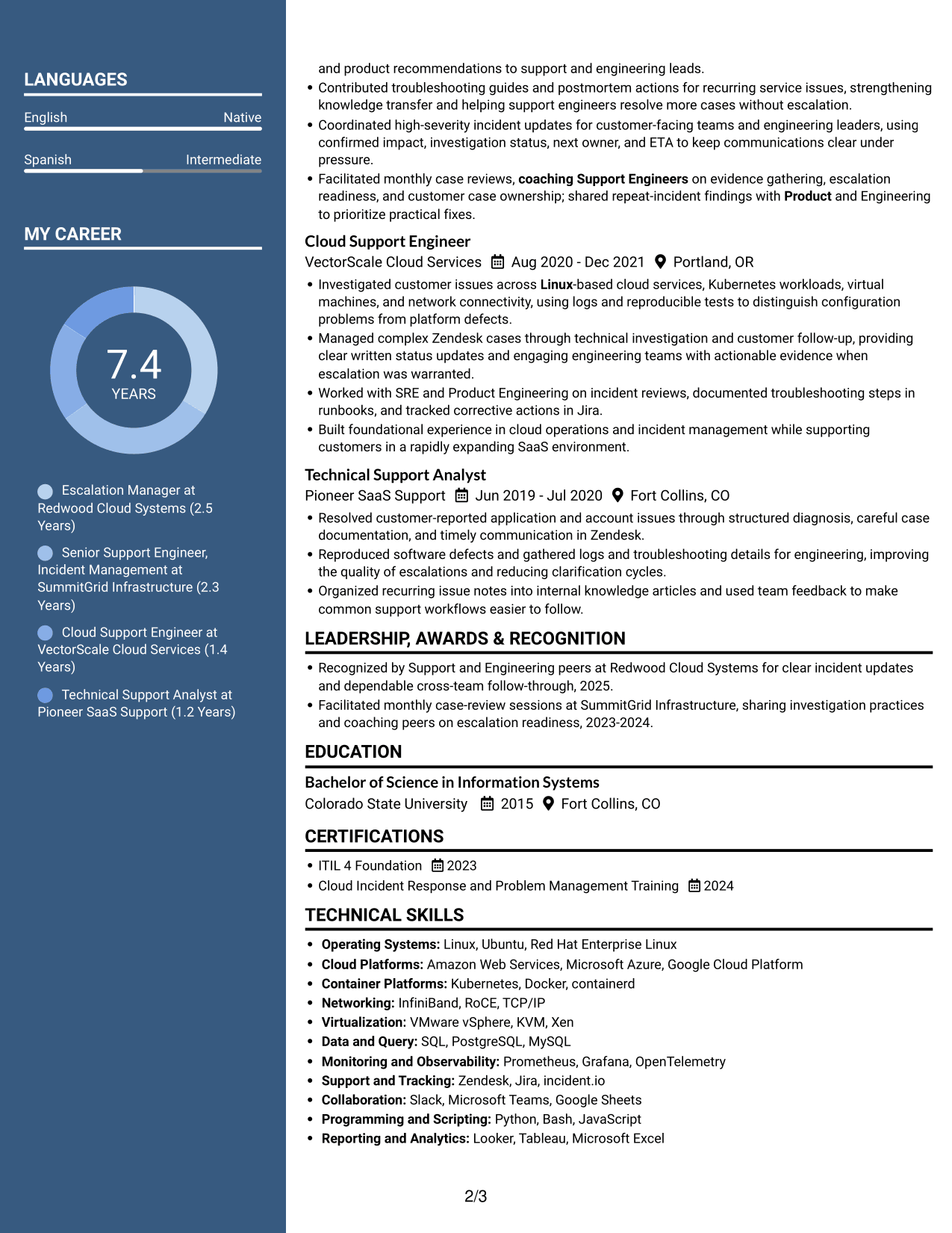 Resume example — page 2