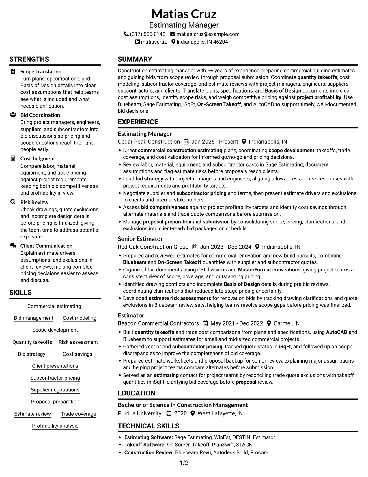 Resume example — page 1
