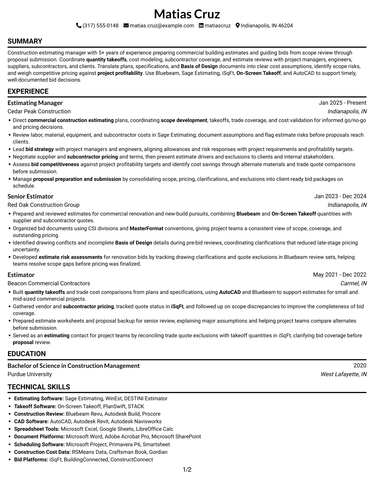 Resume example — page 1