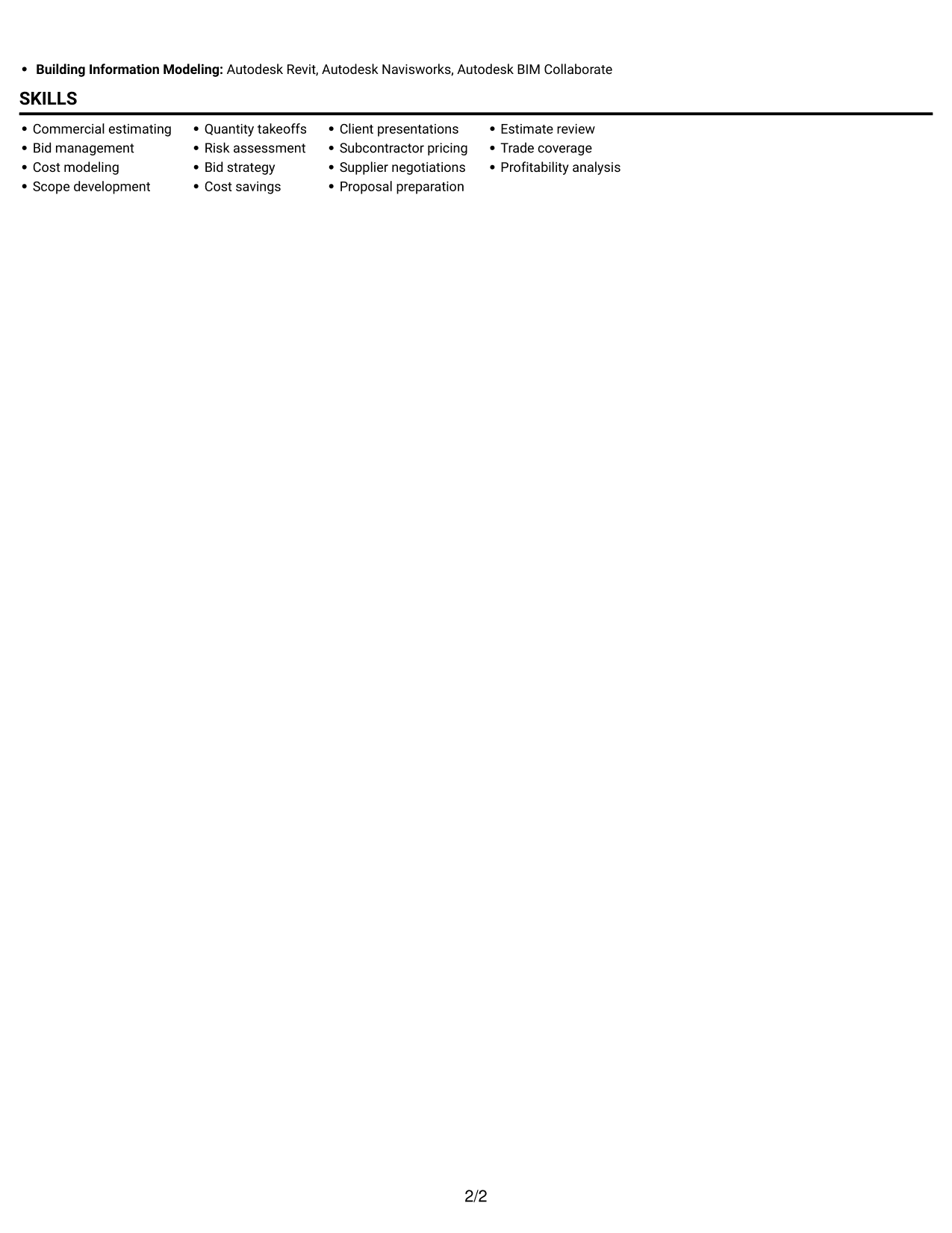 Resume example — page 2