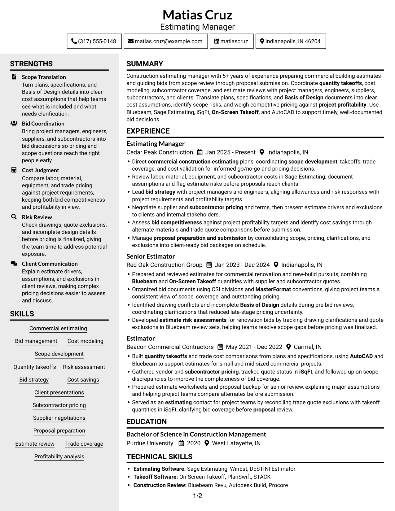 Resume example — page 1