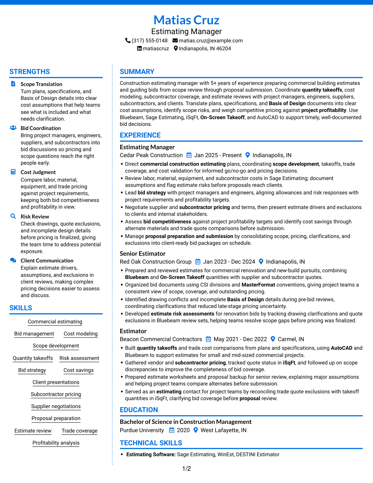 Resume example — page 1