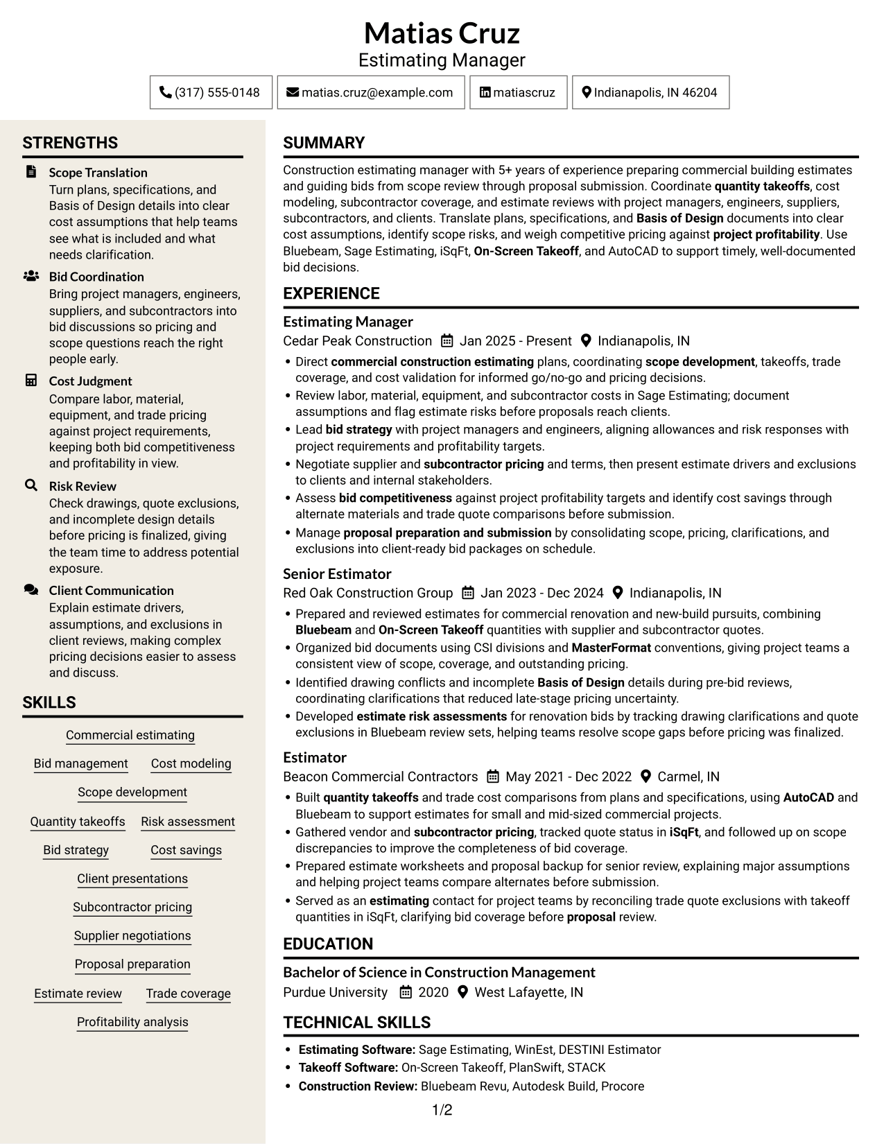 Resume example — page 1