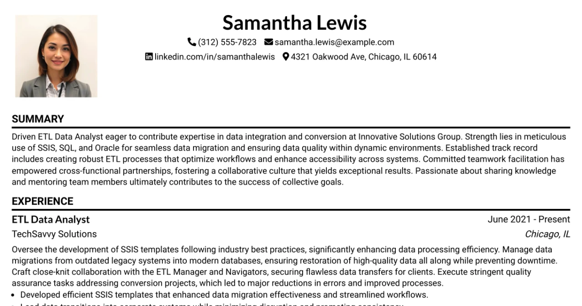 33 ETL Data Analyst Resume Templates with Example 2026 (ATS-Optimized)