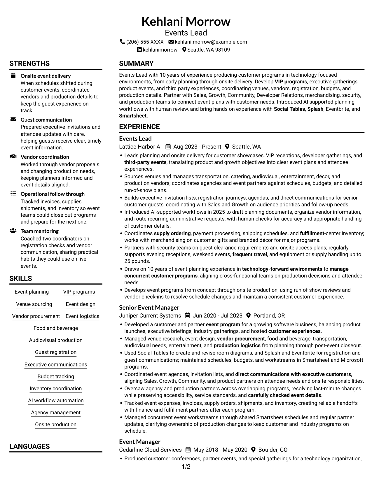 Resume example — page 1