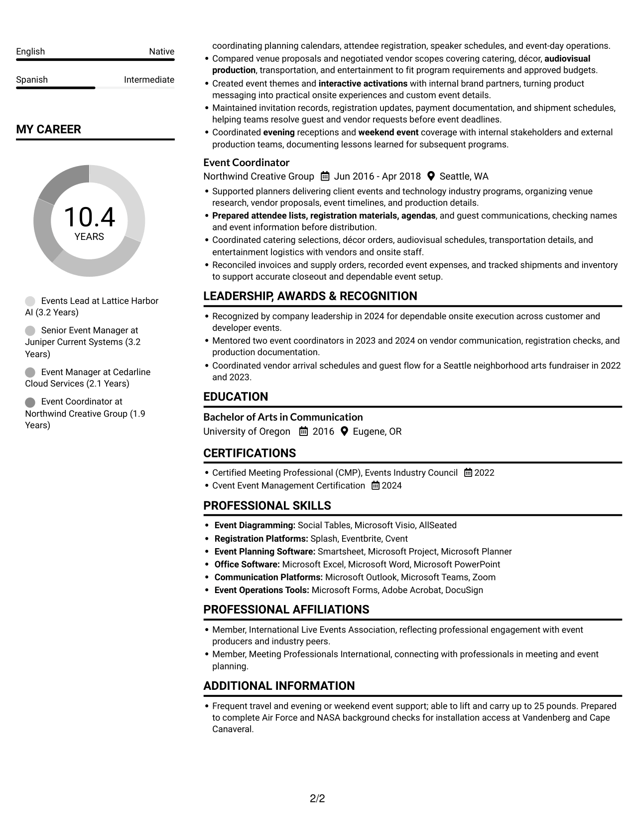 Resume example — page 2