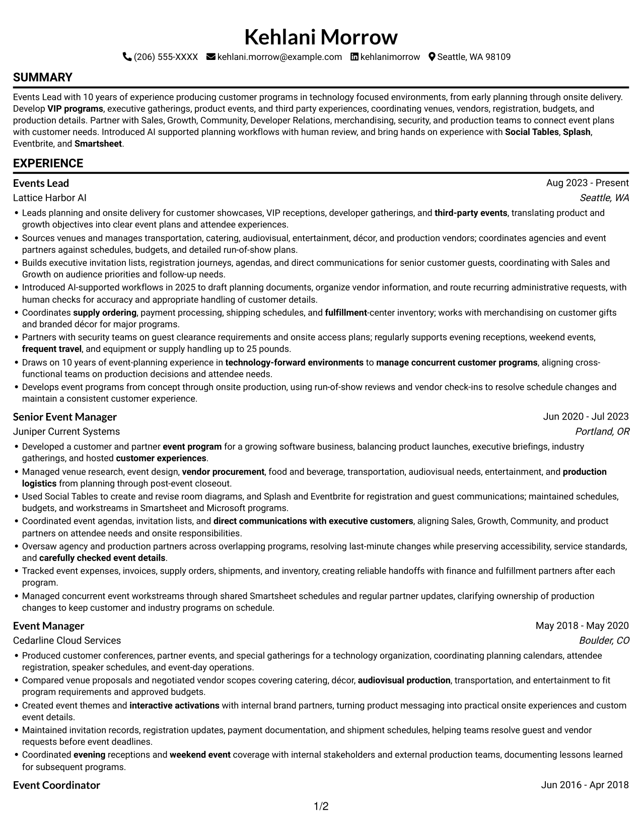 Resume example — page 1