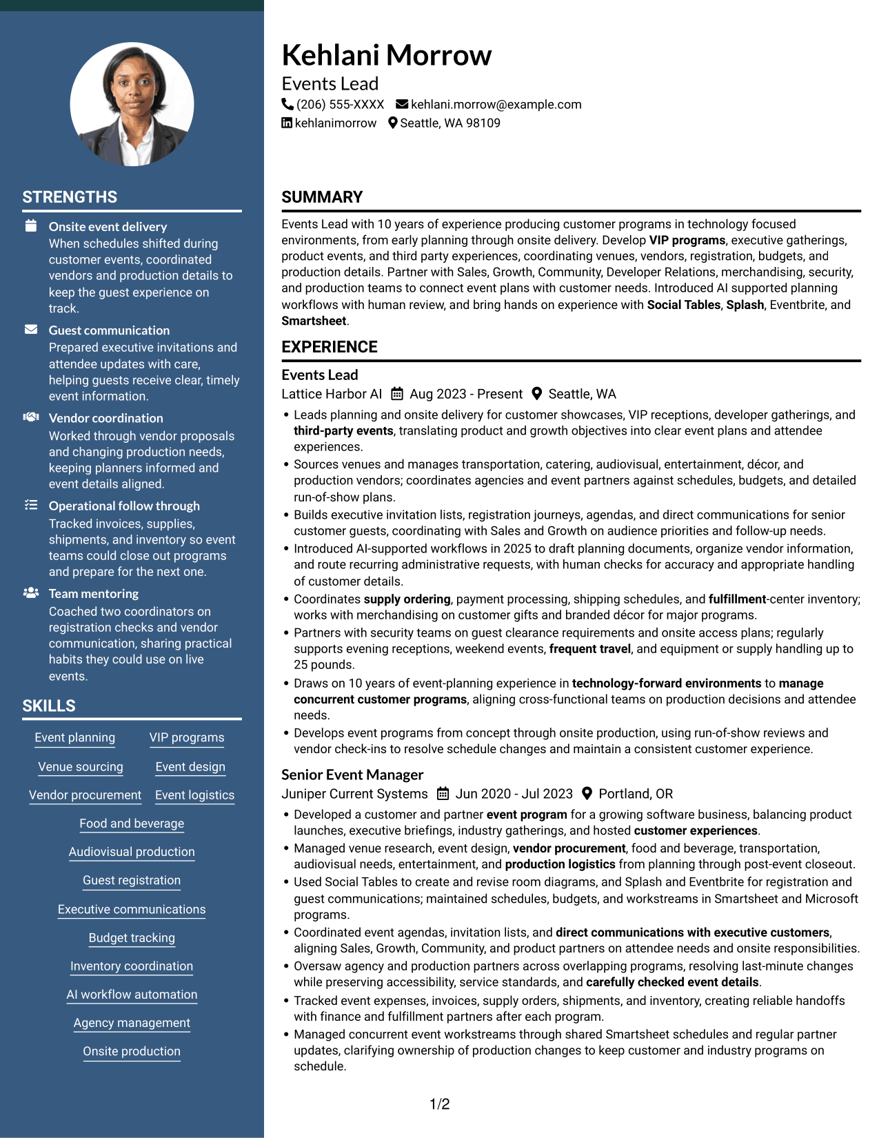 Resume example — page 1