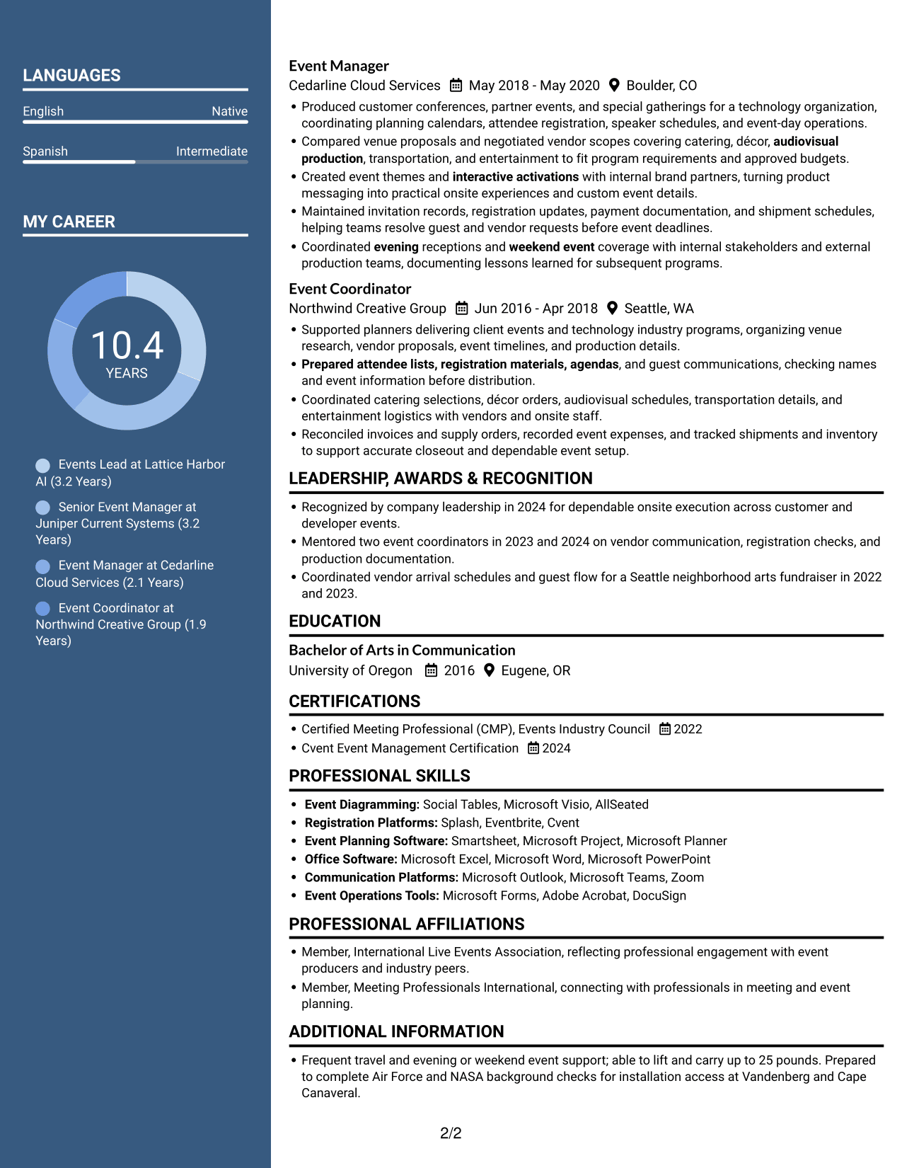 Resume example — page 2