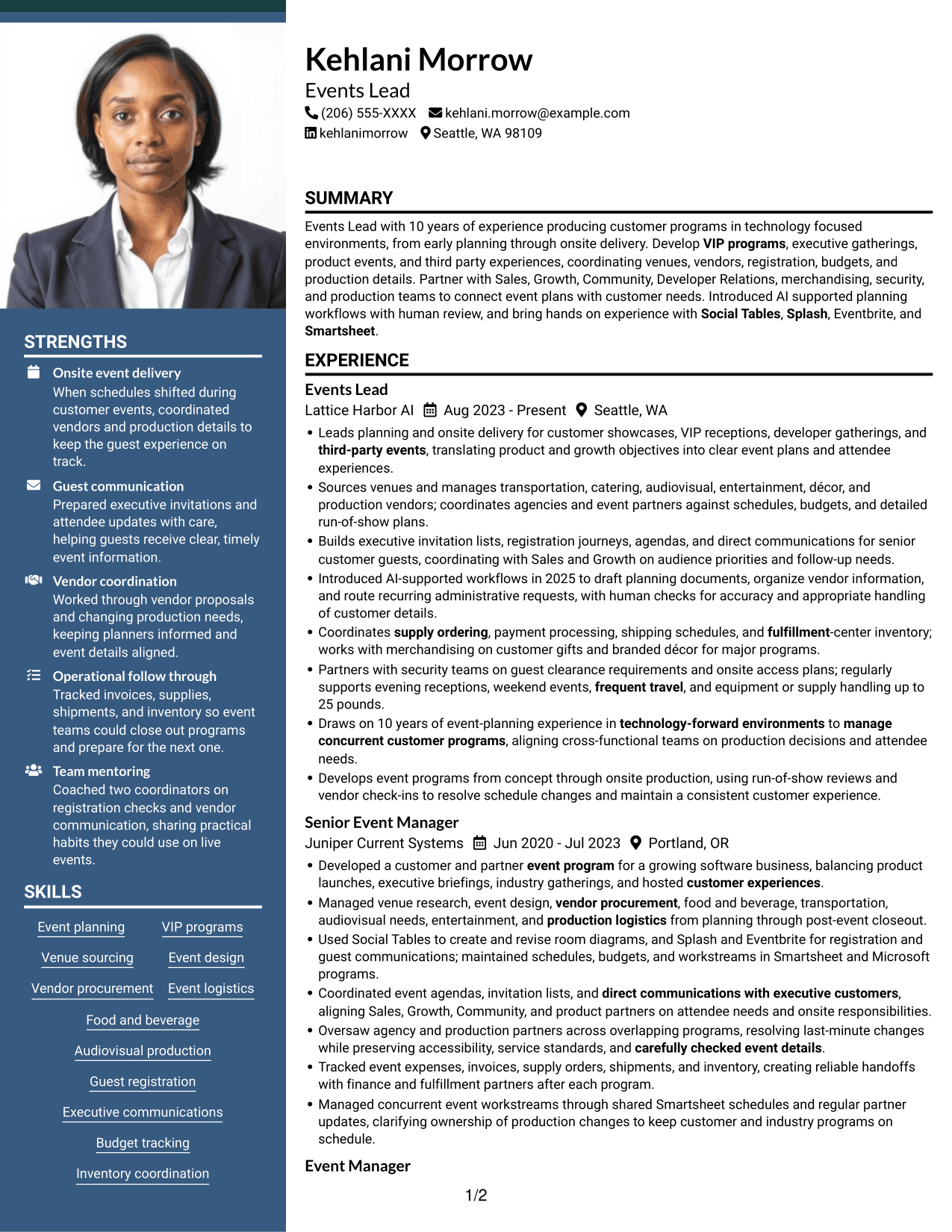 Resume example — page 1