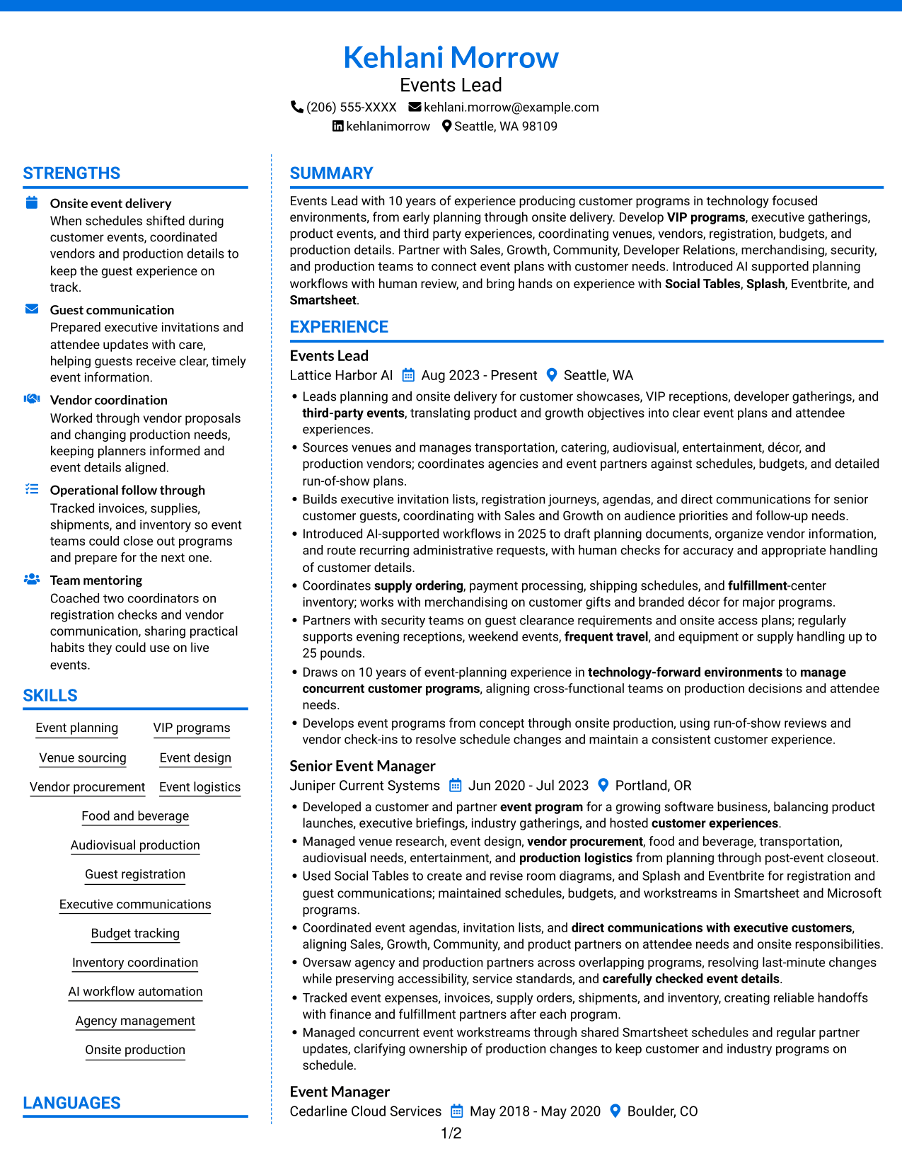Resume example — page 1