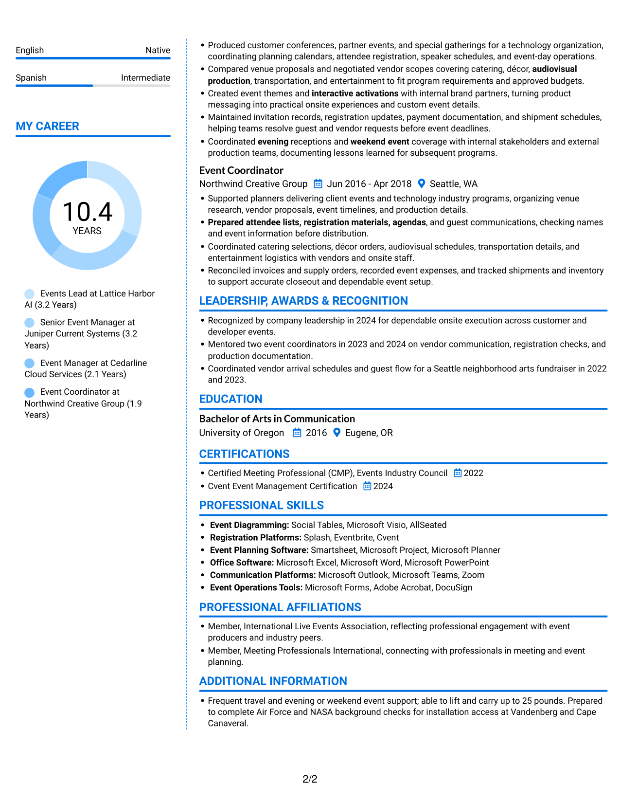 Resume example — page 2