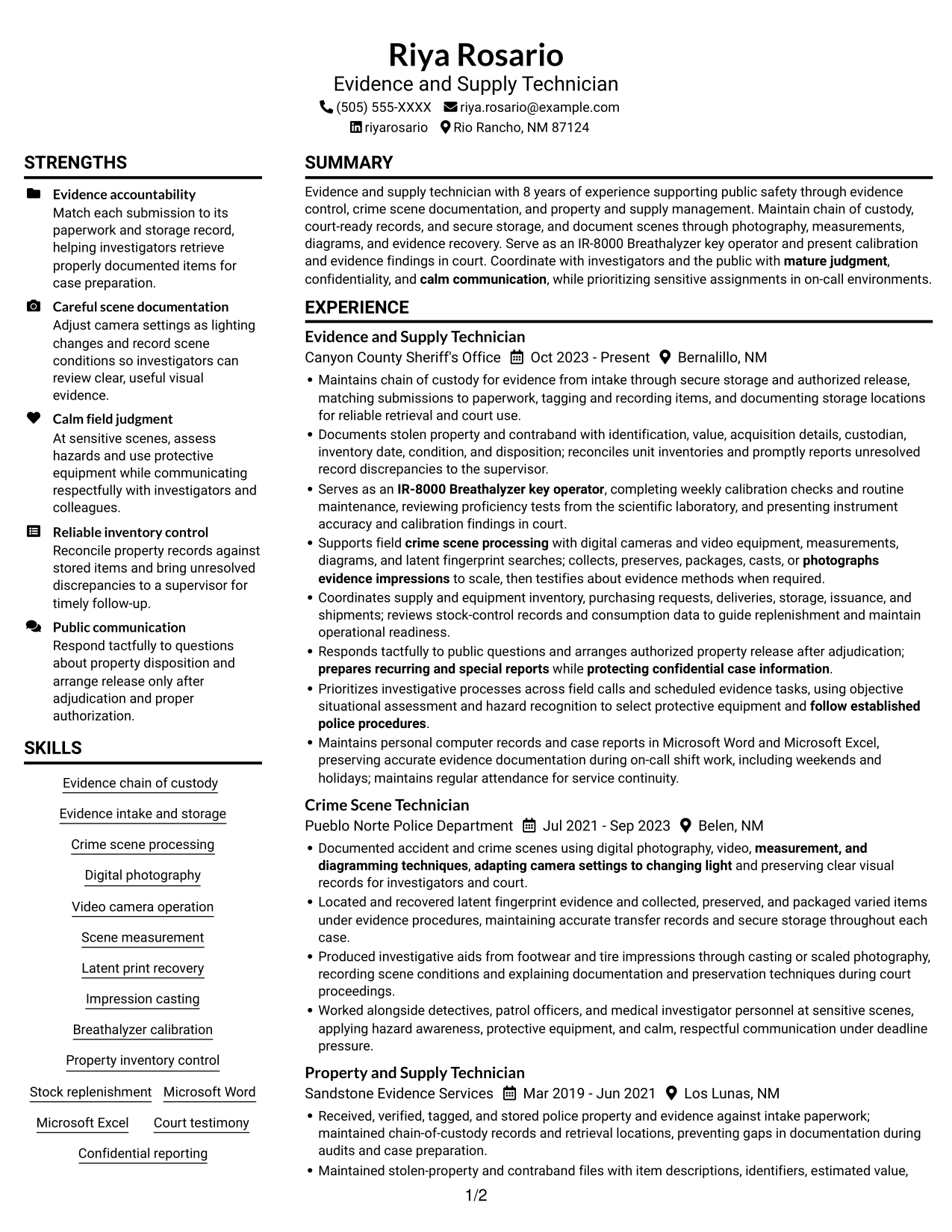 Resume example — page 1