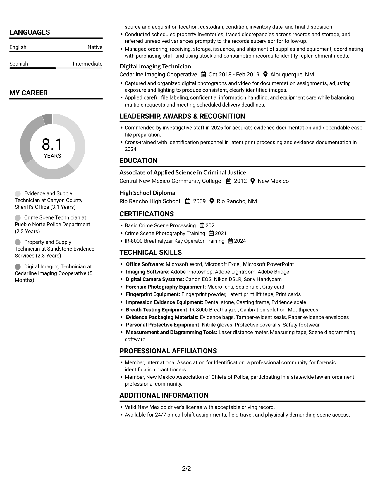 Resume example — page 2