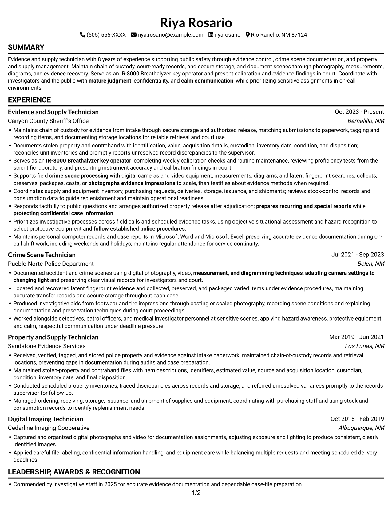 Resume example — page 1