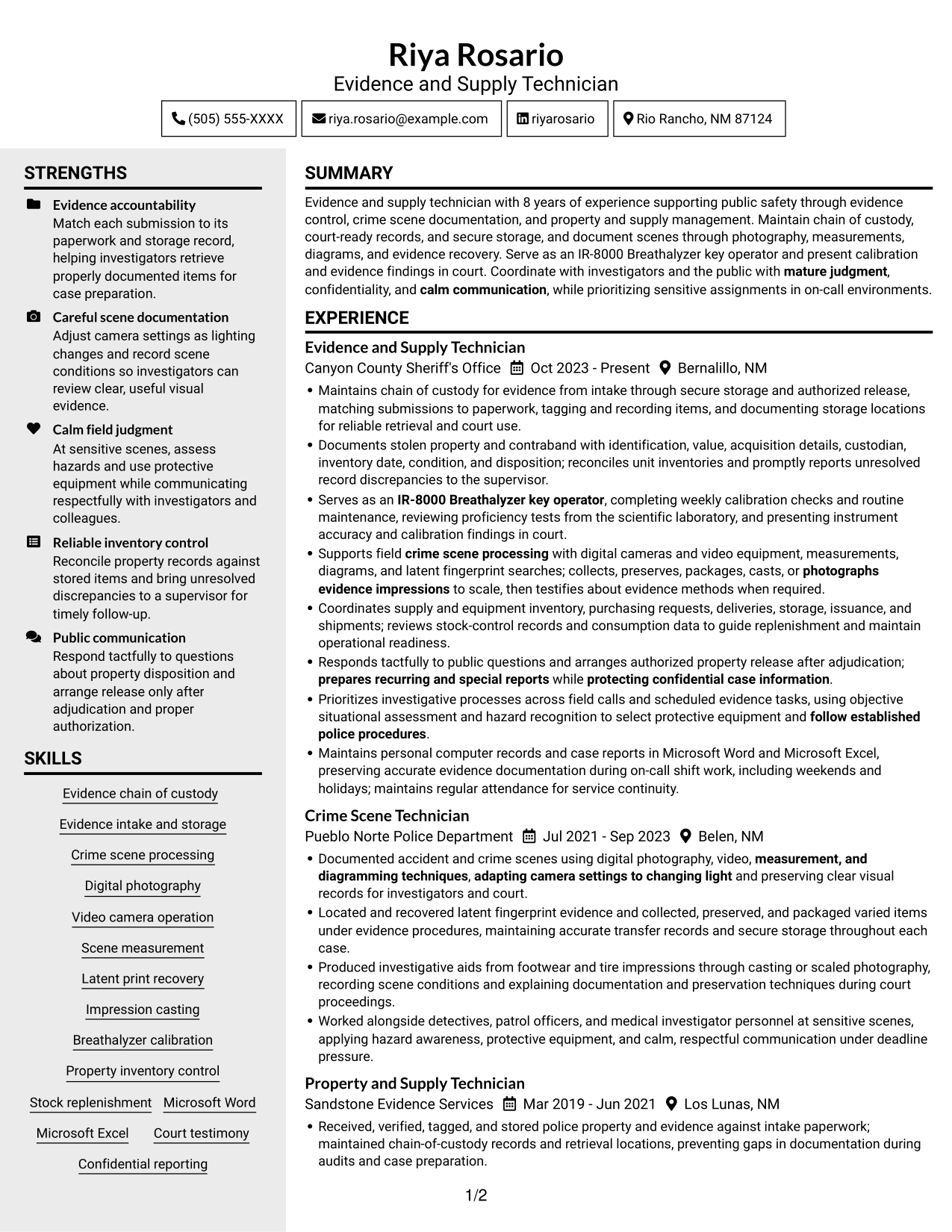 Resume example — page 1