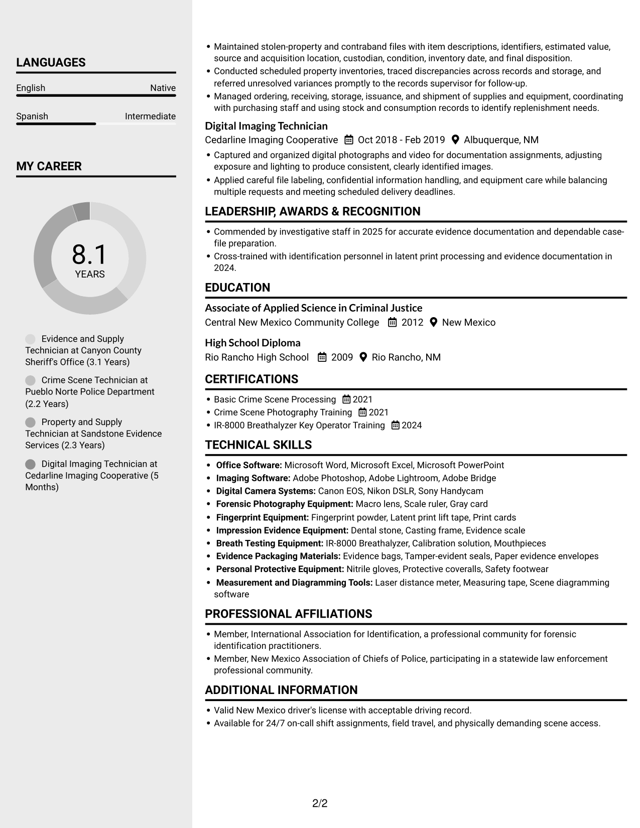 Resume example — page 2