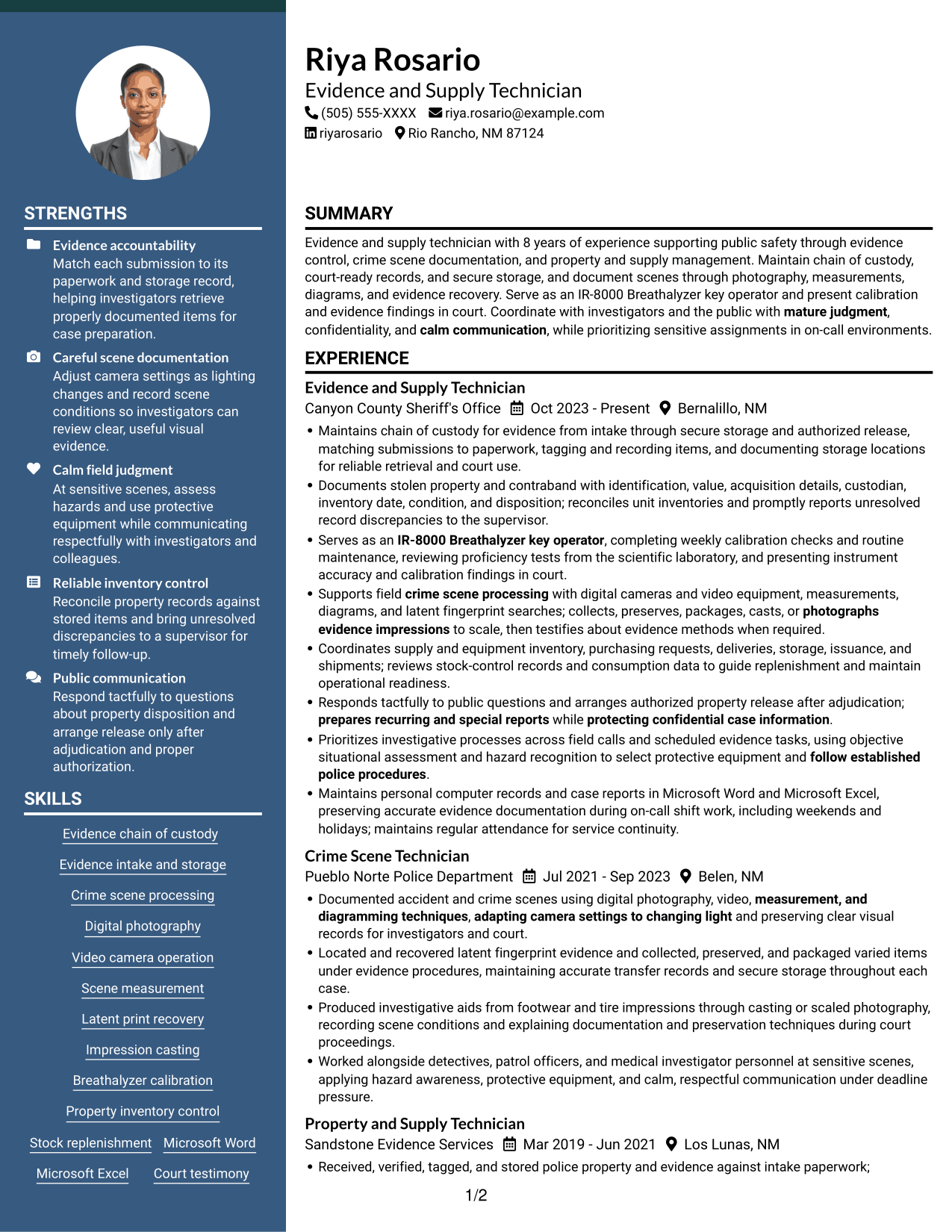 Resume example — page 1