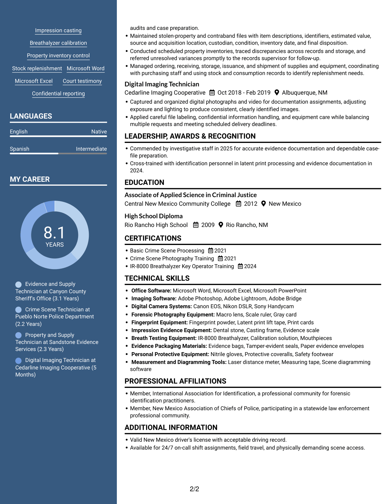 Resume example — page 2