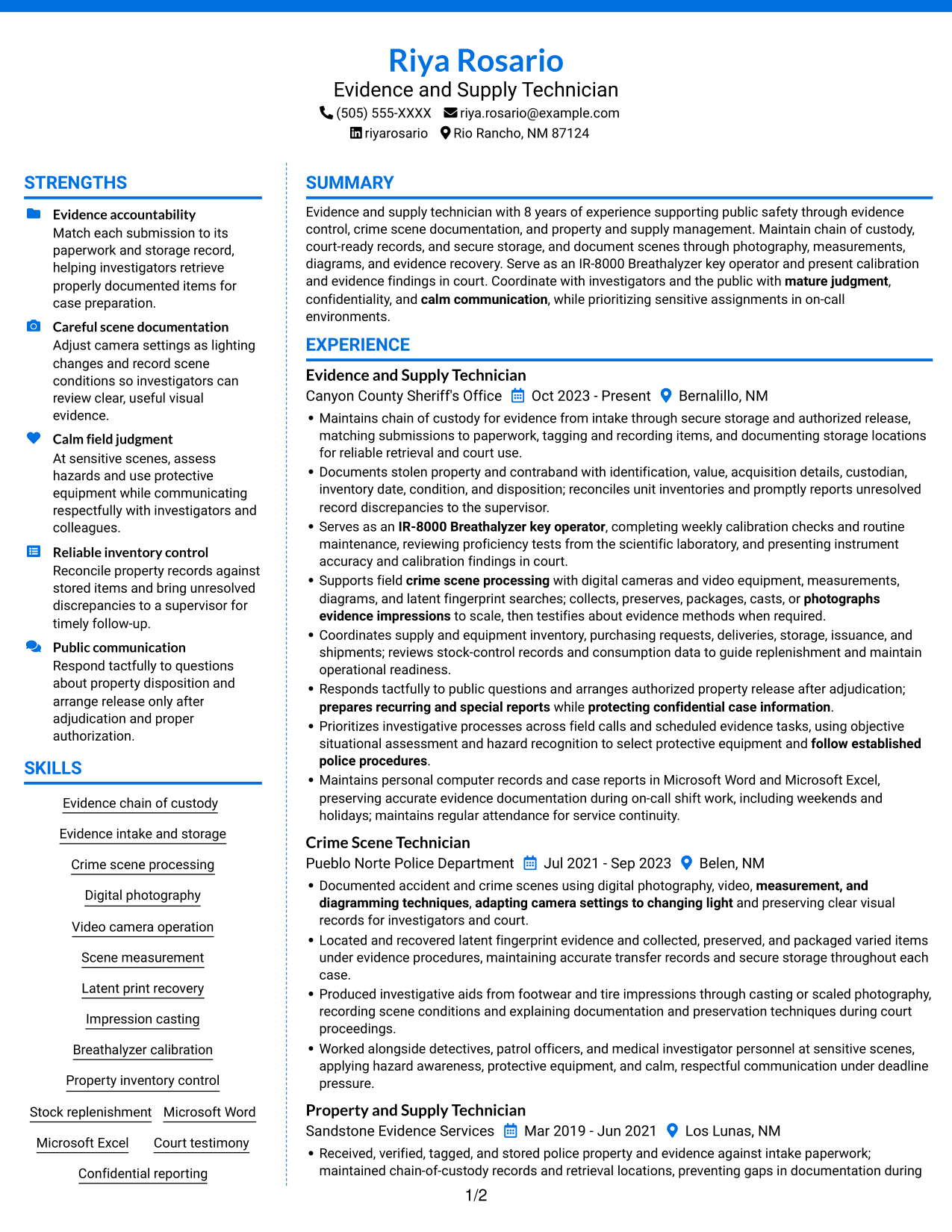 Resume example — page 1