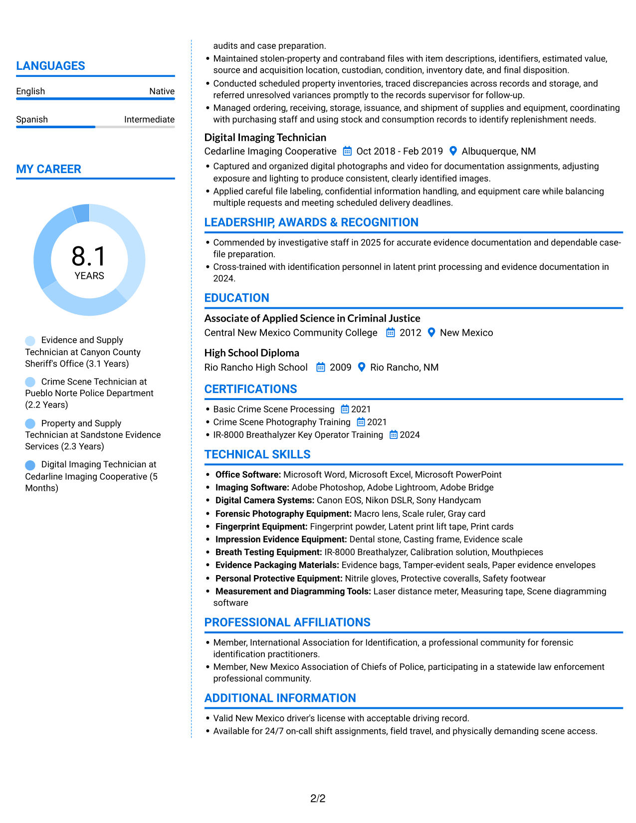 Resume example — page 2