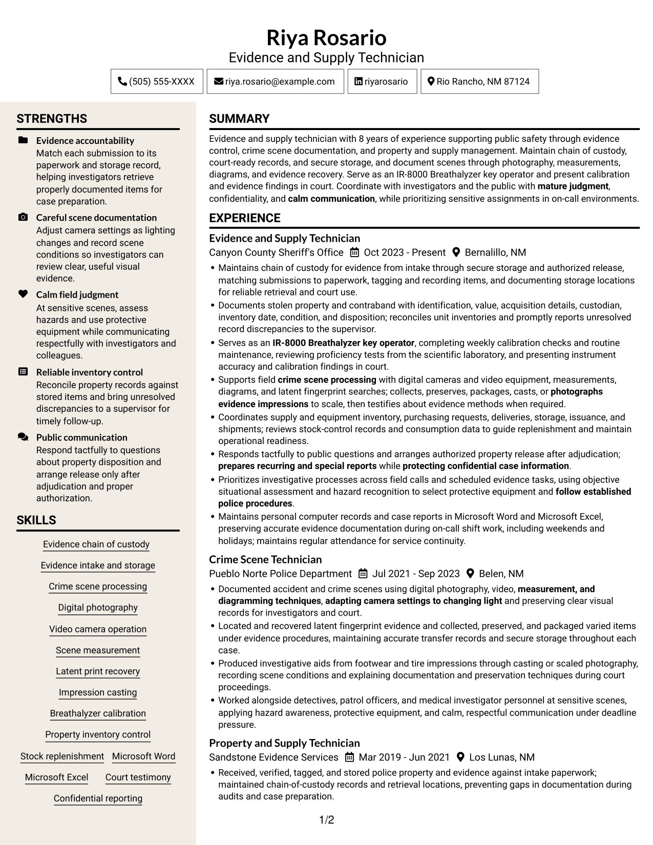 Resume example — page 1