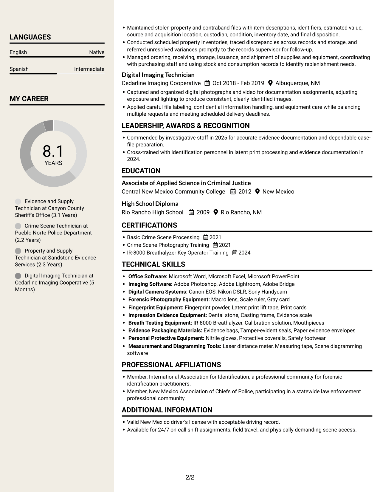 Resume example — page 2