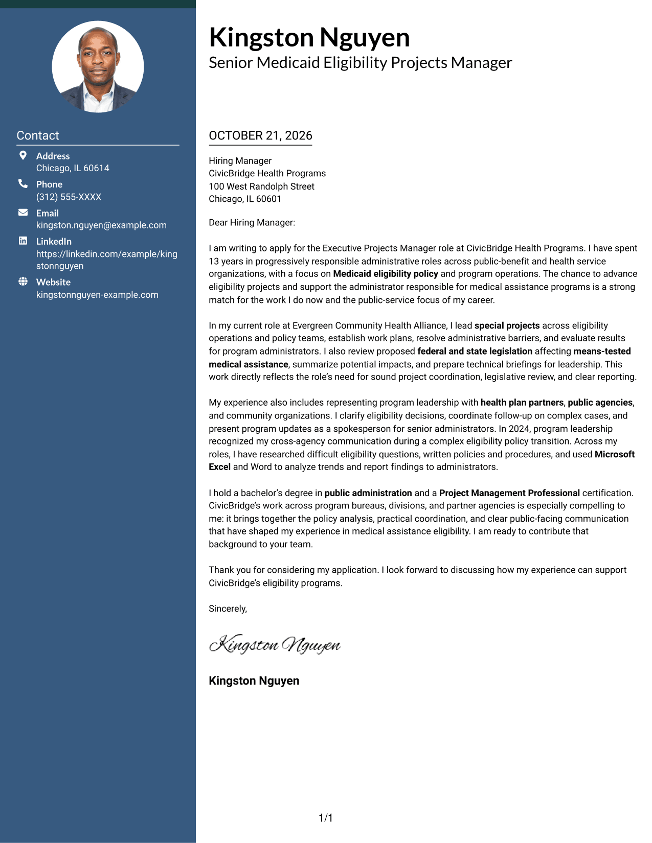 Cover letter example — page 1