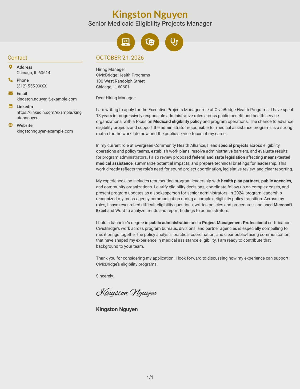 Cover letter example — page 1