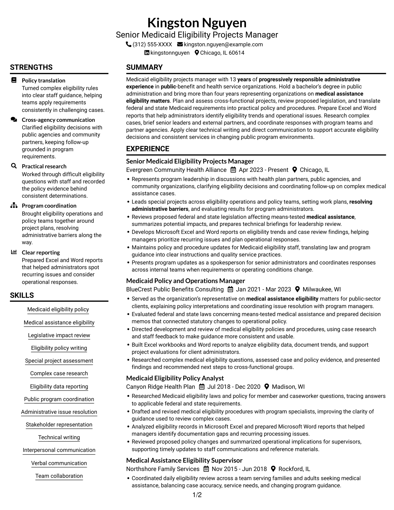 Resume example — page 1