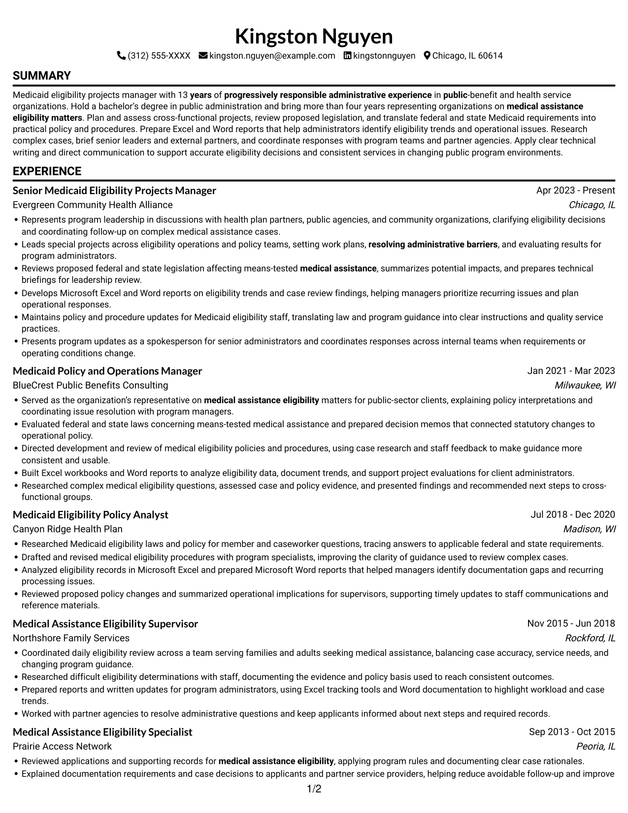 Resume example — page 1