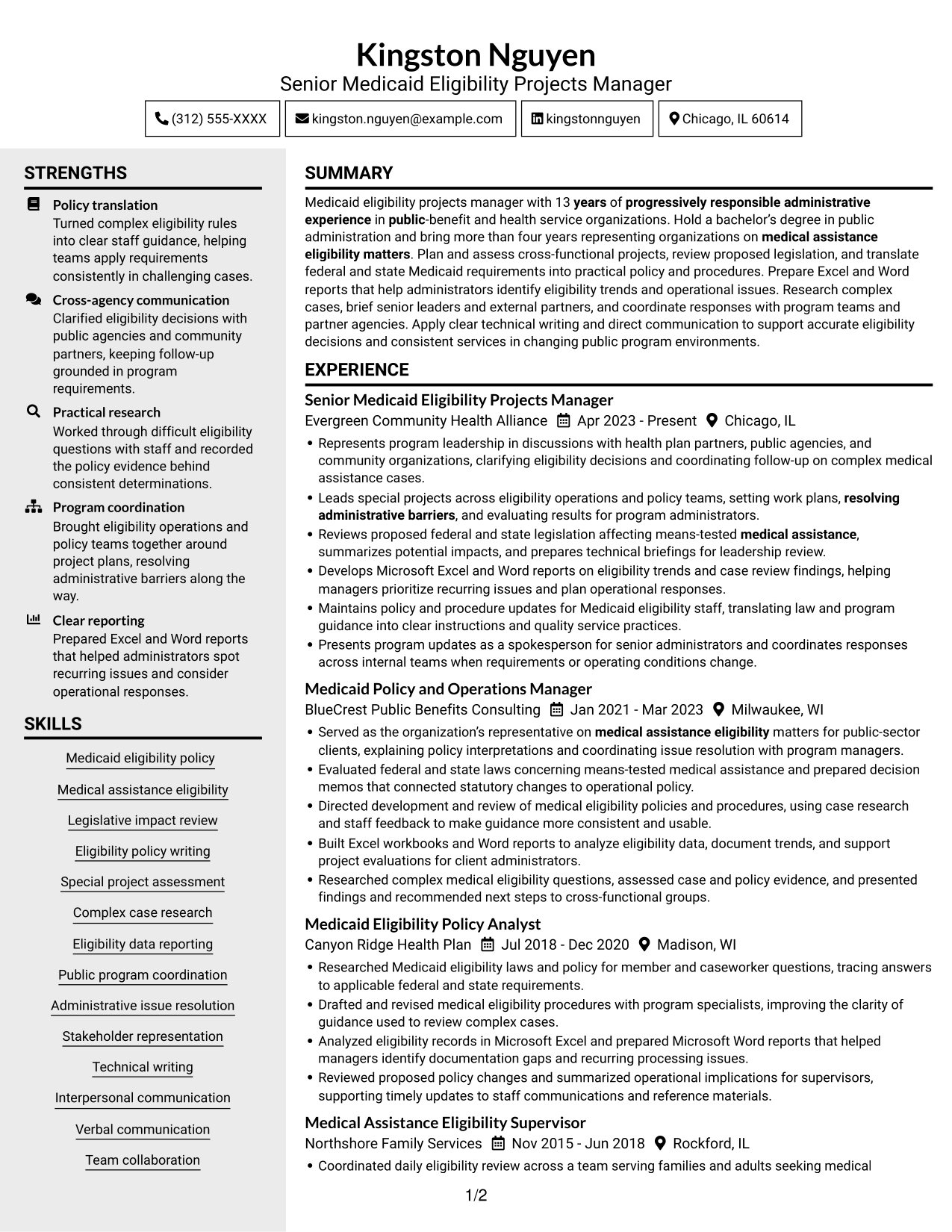 Resume example — page 1