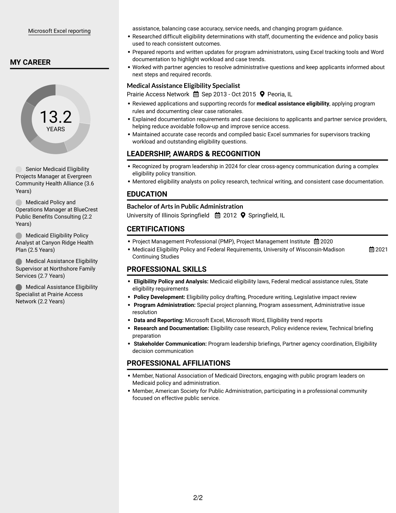 Resume example — page 2