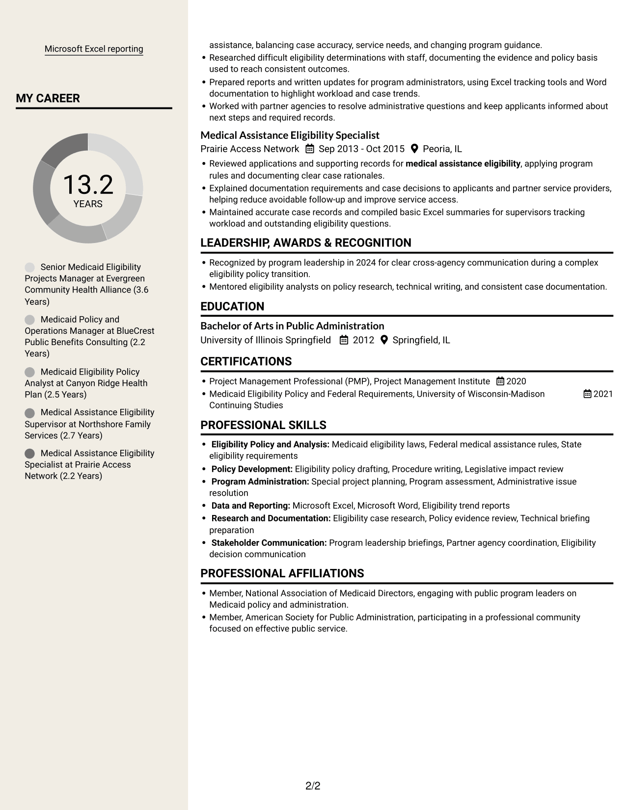 Resume example — page 2