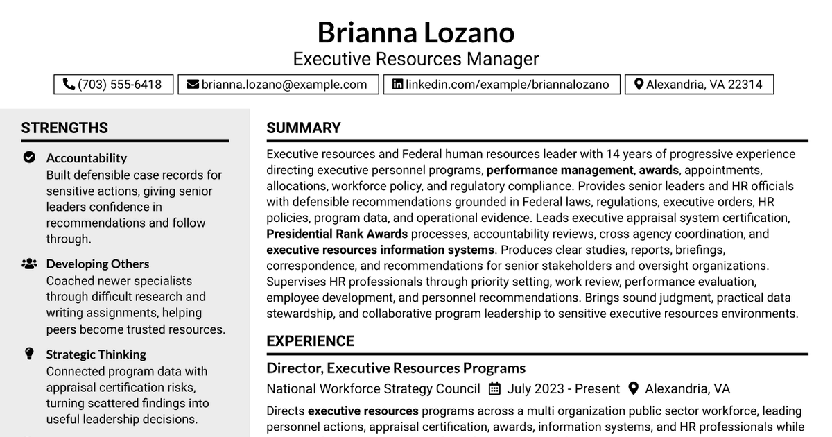 7 Executive Resources Manager Resume Templates with Example
