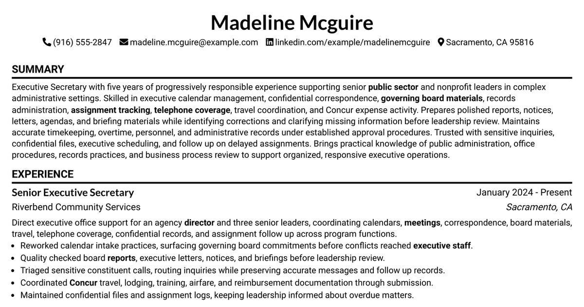7 Executive Secretary III Resume Templates with Example