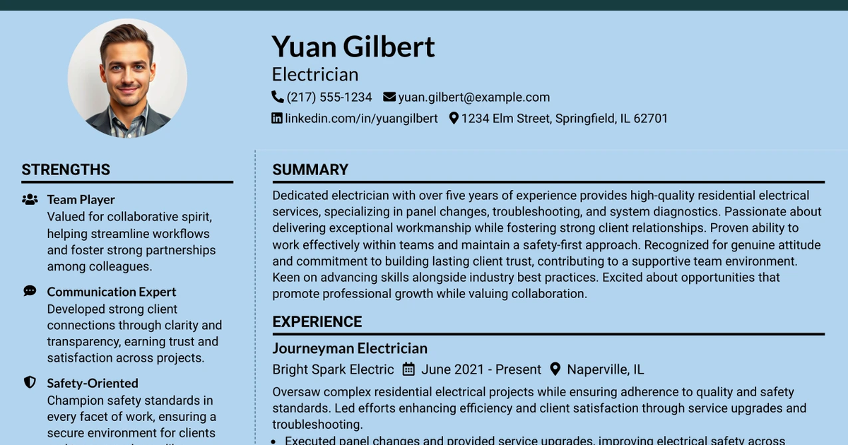 33 Experienced Electricians Resume Templates with Example 2026 (ATS-Optimized)