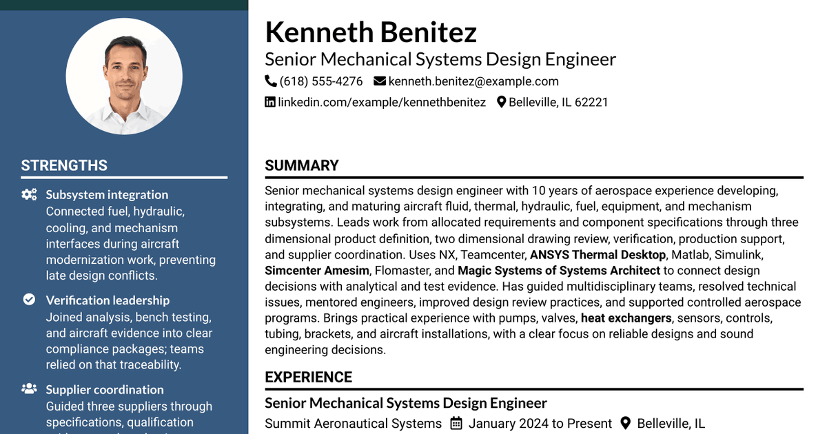 7 Experienced or Senior Mechanical System Design Engineer Resume Templates with Example