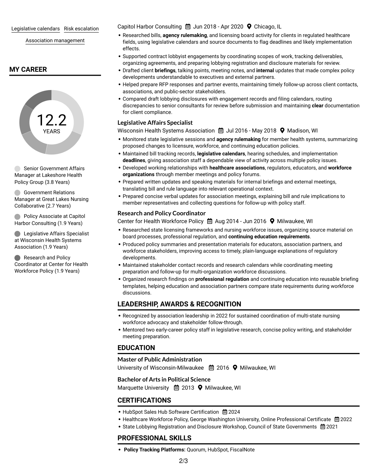 Resume example — page 2