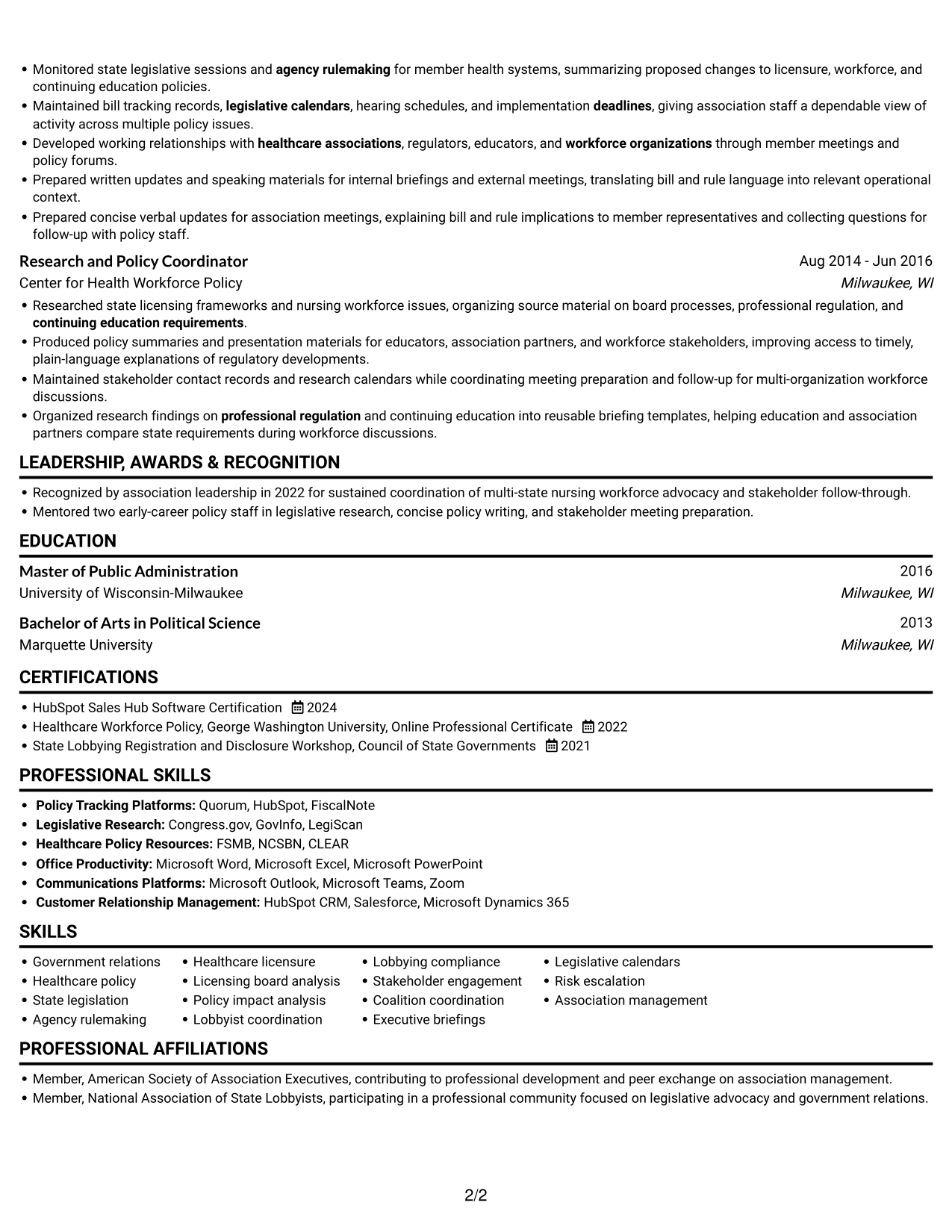 Resume example — page 2