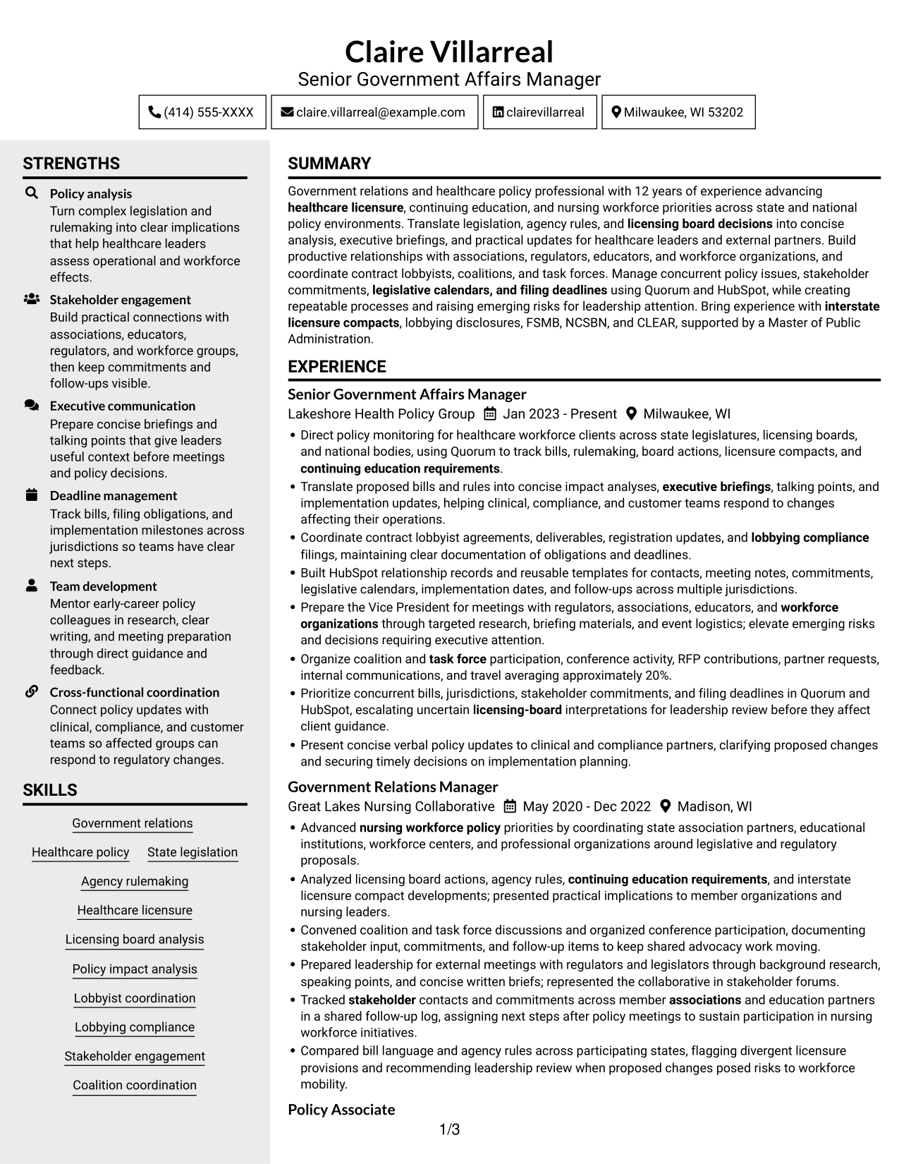 Resume example — page 1