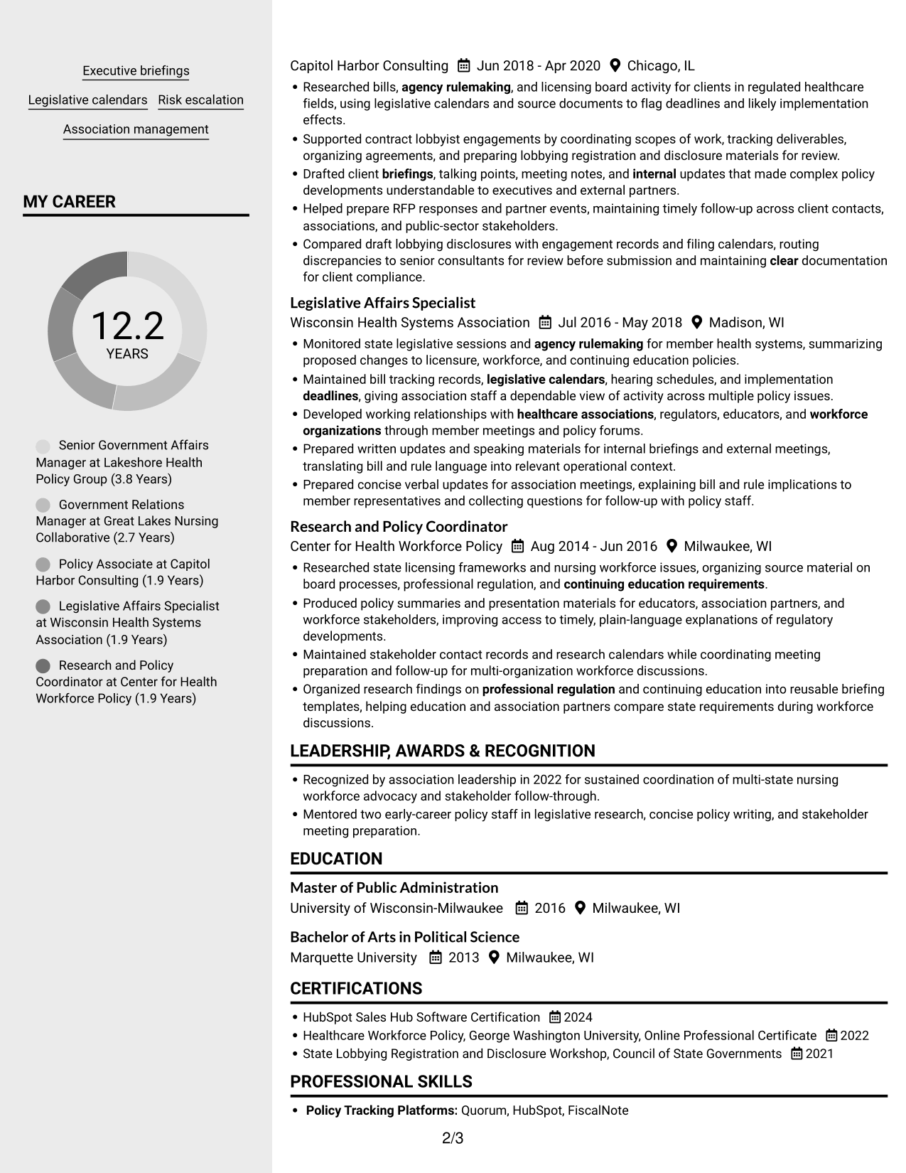 Resume example — page 2